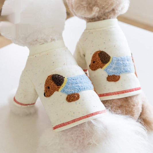 KFX-6455613 Warm VIP Teddy Pet Brushed Hoody for Autumn and Winter in White, Sizes 2XS to 3XL
