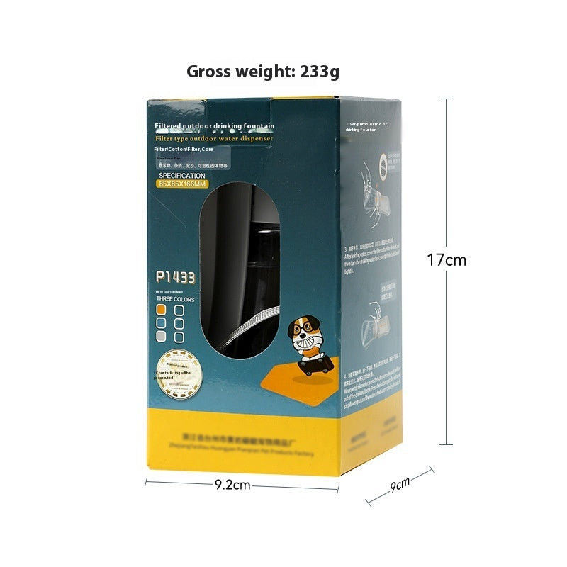 KFX-6462141 Pet Portable Water Bottle with Fountain – 450ml Gray Travel Cup
