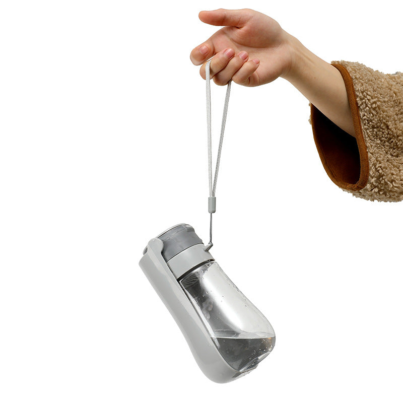 KFX-6462141 Pet Portable Water Bottle with Fountain – 450ml Gray Travel Cup