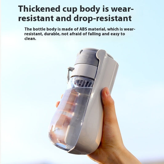 KFX-6462141 Pet Portable Water Bottle with Fountain – 450ml Gray Travel Cup