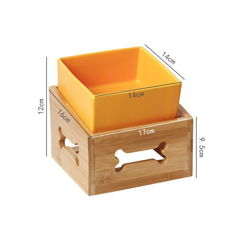KFX-6462269 Large Capacity Ceramic Pet Bowl with Stand - Available in Various Colors and Shapes