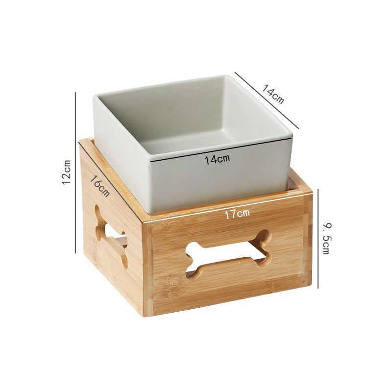 KFX-6462269 Large Capacity Ceramic Pet Bowl with Stand - Available in Various Colors and Shapes