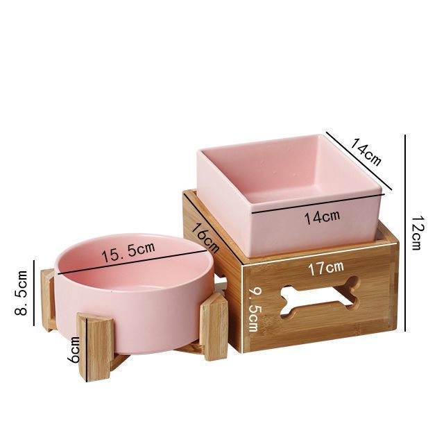 KFX-6462269 Large Capacity Ceramic Pet Bowl with Stand - Available in Various Colors and Shapes