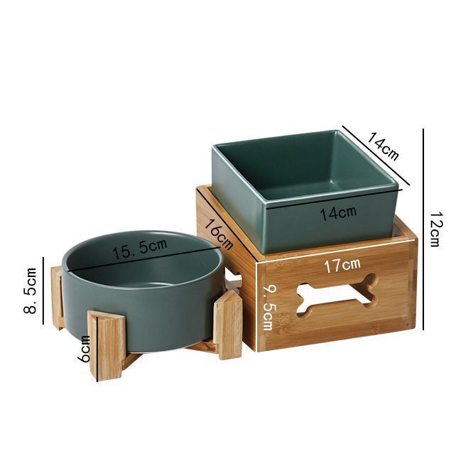 KFX-6462269 Large Capacity Ceramic Pet Bowl with Stand - Available in Various Colors and Shapes