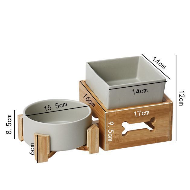 KFX-6462269 Large Capacity Ceramic Pet Bowl with Stand - Available in Various Colors and Shapes