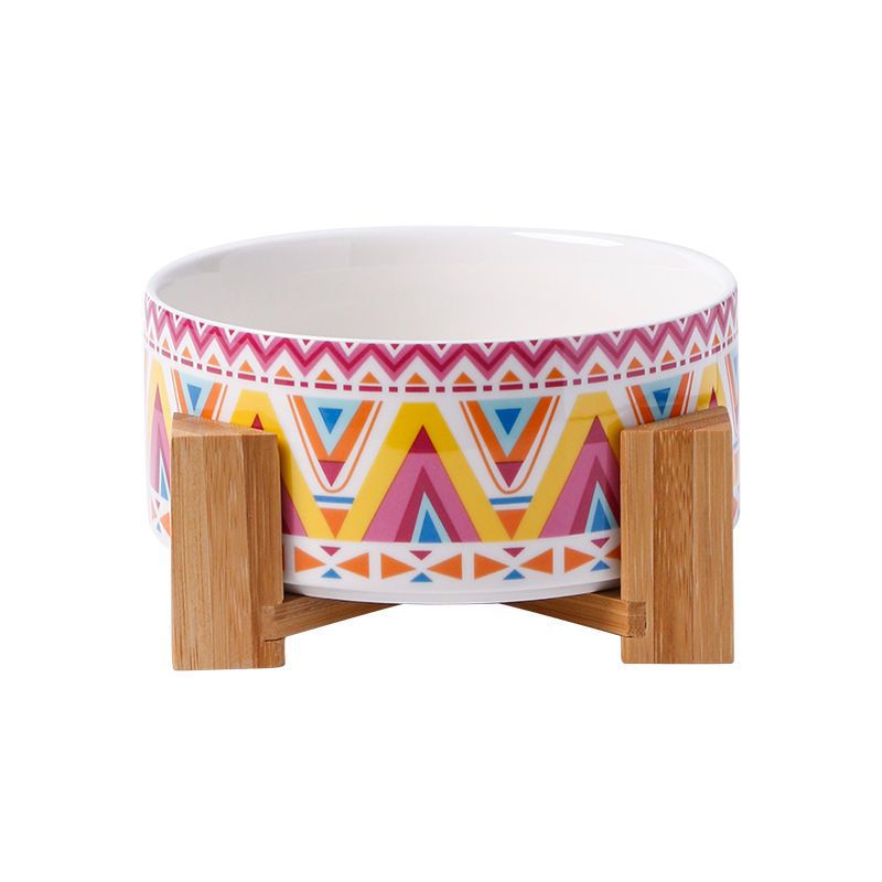 KFX-6462269 Large Capacity Ceramic Pet Bowl with Stand - Available in Various Colors and Shapes