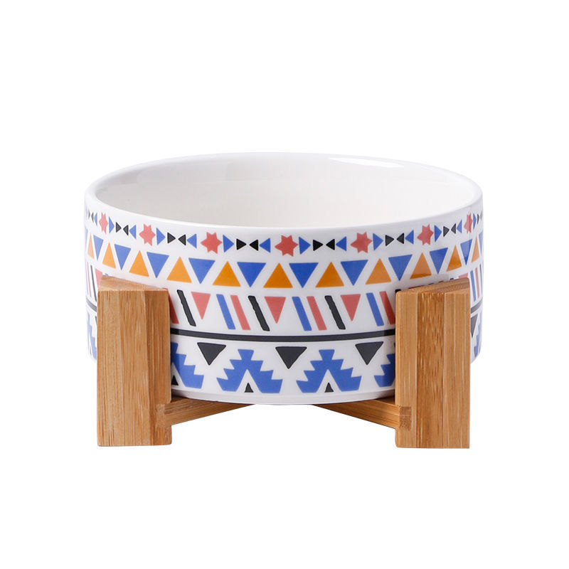 KFX-6462269 Large Capacity Ceramic Pet Bowl with Stand - Available in Various Colors and Shapes