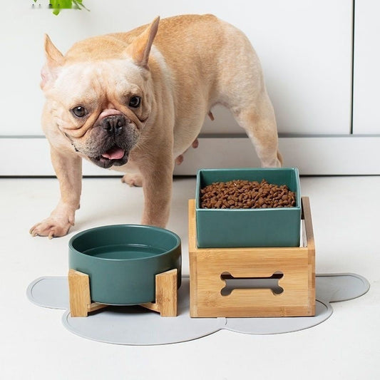 KFX-6462269 Large Capacity Ceramic Pet Bowl with Stand - Available in Various Colors and Shapes