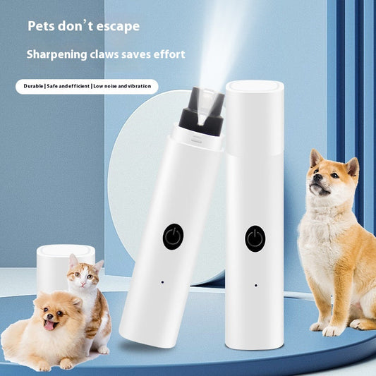 KFX-6463549 Rechargeable Electric Pet Nail Piercing Device with Light for Dogs - Available in White, Blue, and Pink