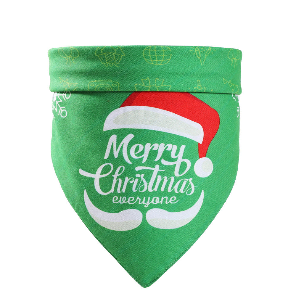 KFX-6463677 Pet Triangle Towel for Dogs - Reversible Polyester Saliva Towel in Festive Patterns