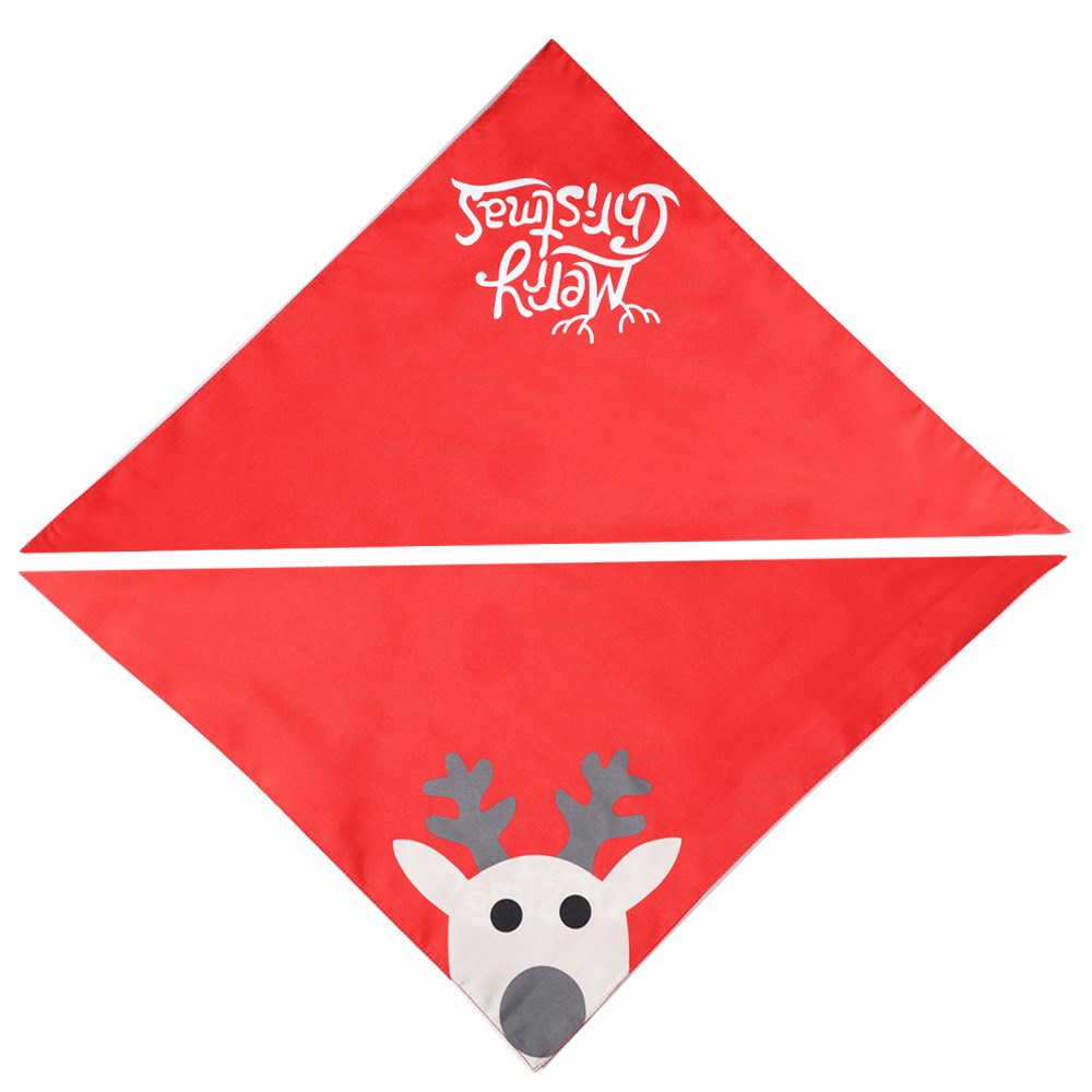 KFX-6463677 Pet Triangle Towel for Dogs - Reversible Polyester Saliva Towel in Festive Patterns