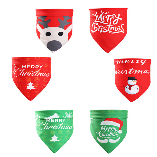 KFX-6463677 Pet Triangle Towel for Dogs - Reversible Polyester Saliva Towel in Festive Patterns