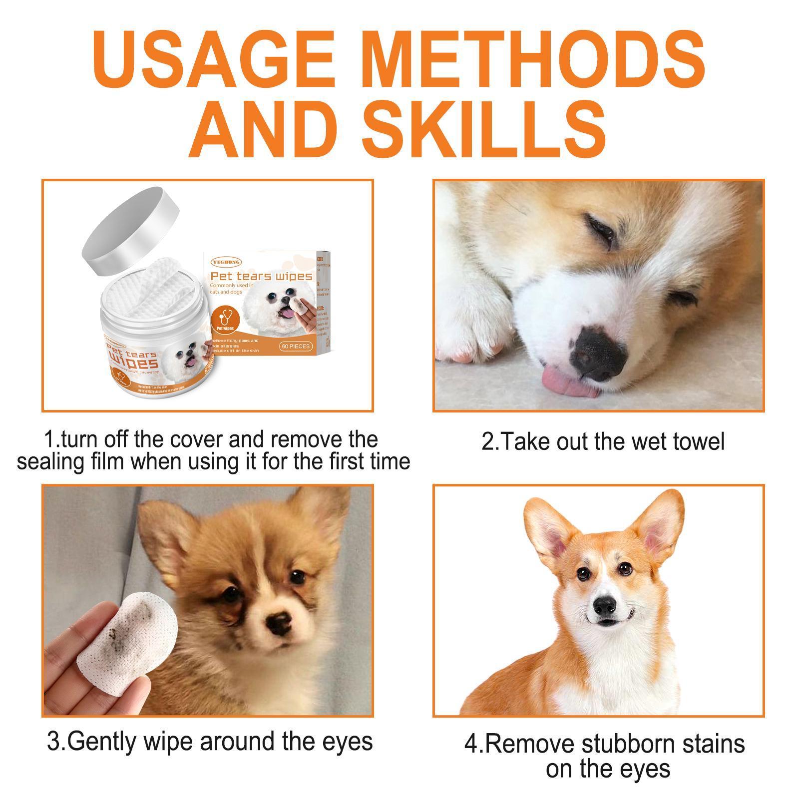 KFX-6463933 Pet Eye Cleaning Wipes for Dogs and Cats – Tear Stain and Dirt Removal Cotton Pads