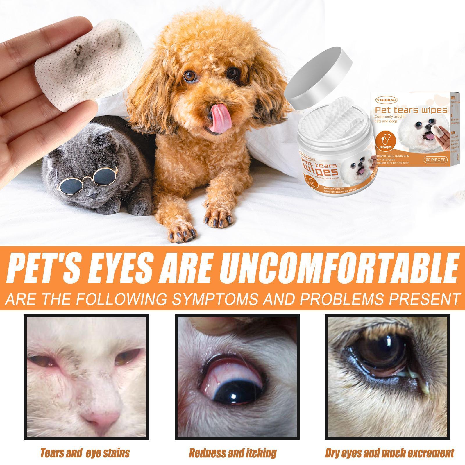 KFX-6463933 Pet Eye Cleaning Wipes for Dogs and Cats – Tear Stain and Dirt Removal Cotton Pads
