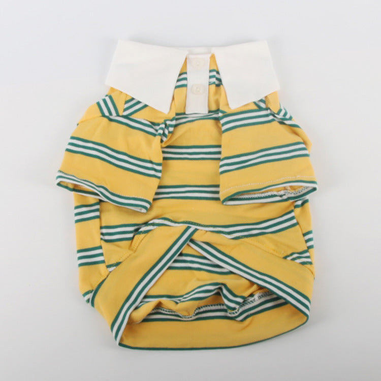 KFX-6464445 Casual Cotton T-Shirt for Big Dogs and Corgis in Blue, Yellow, and Green