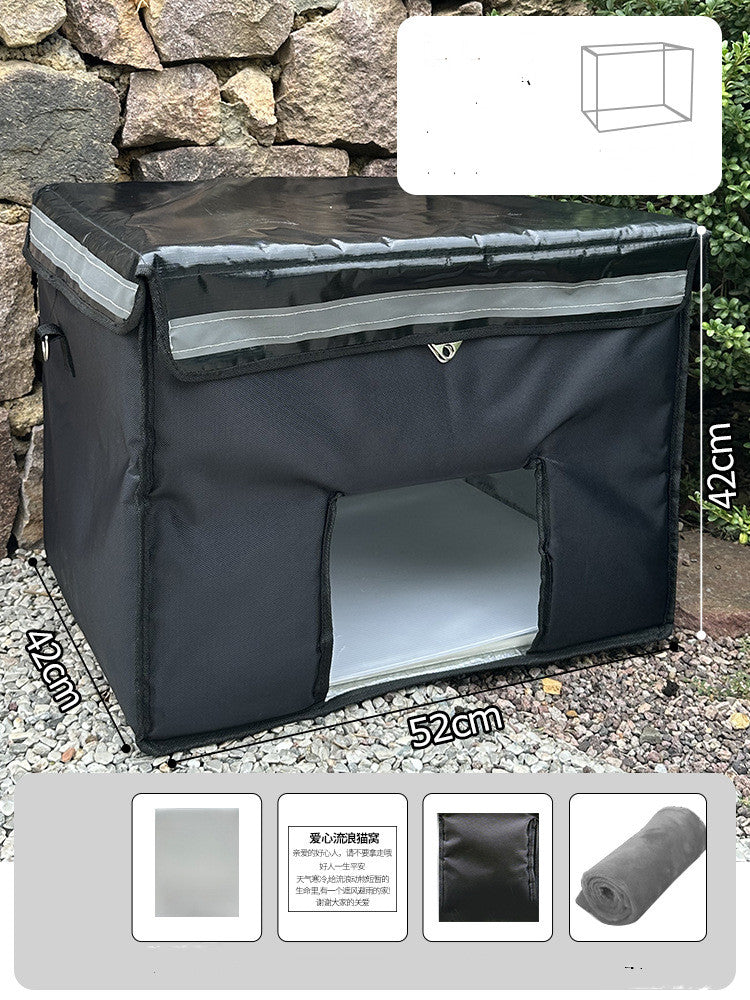 KFX-6466109 Waterproof Outdoor Cat Nest for All Seasons - XL Thickened Cat Bed with Stable Frame