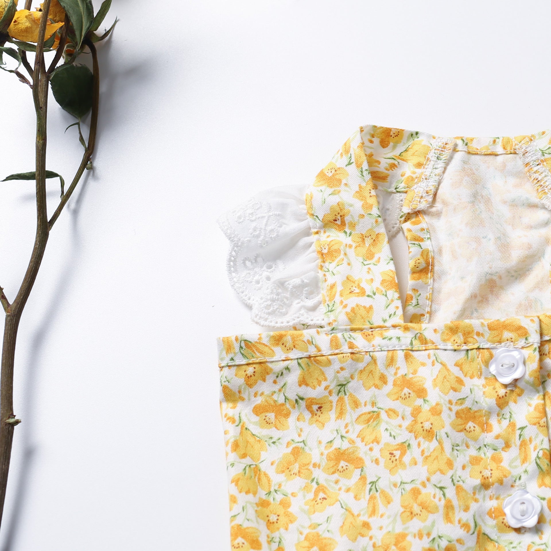 KFX-6466621 Bichon Teddy Dog Skirt in Yellow and Pink Flower Patterns for Spring and Summer