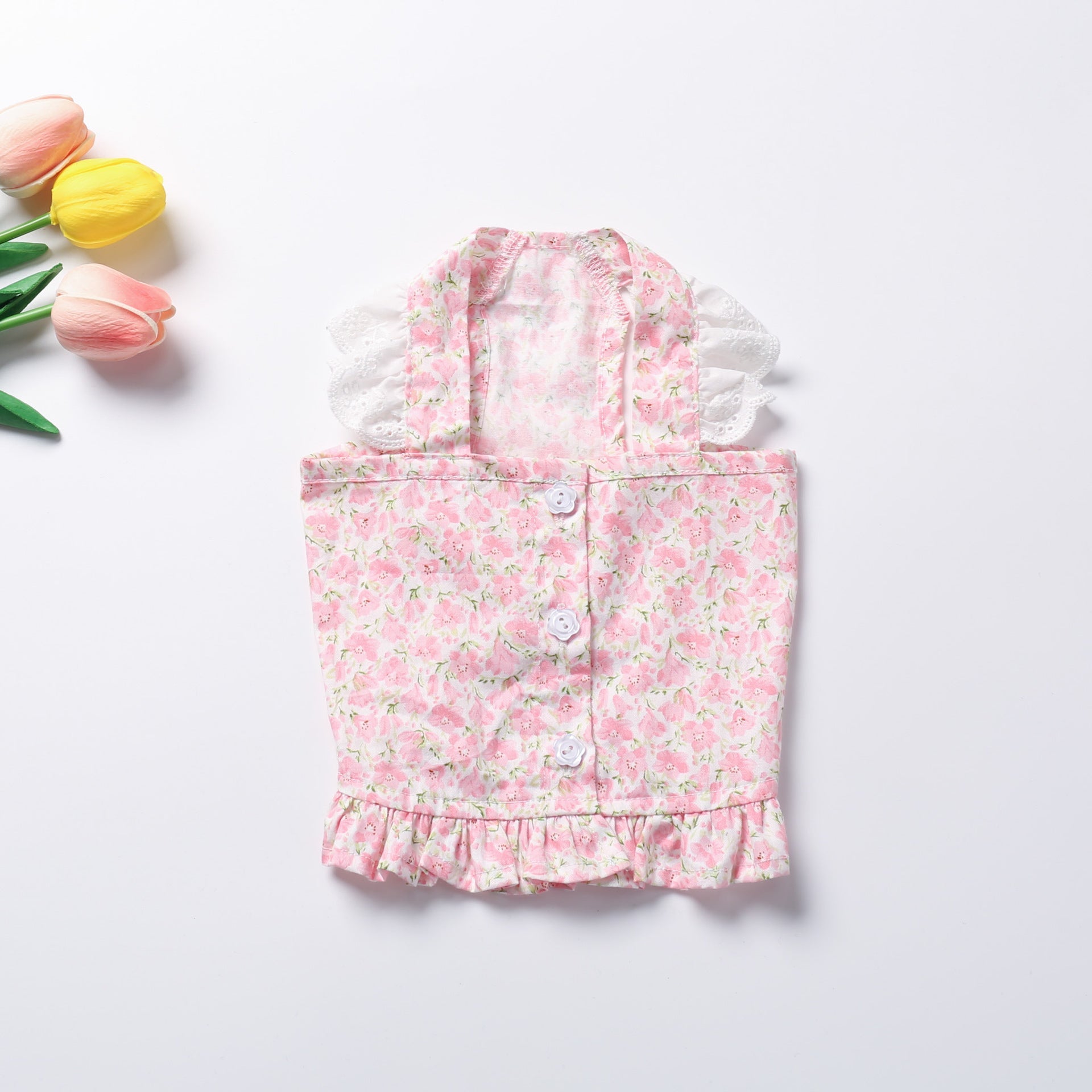 KFX-6466621 Bichon Teddy Dog Skirt in Yellow and Pink Flower Patterns for Spring and Summer