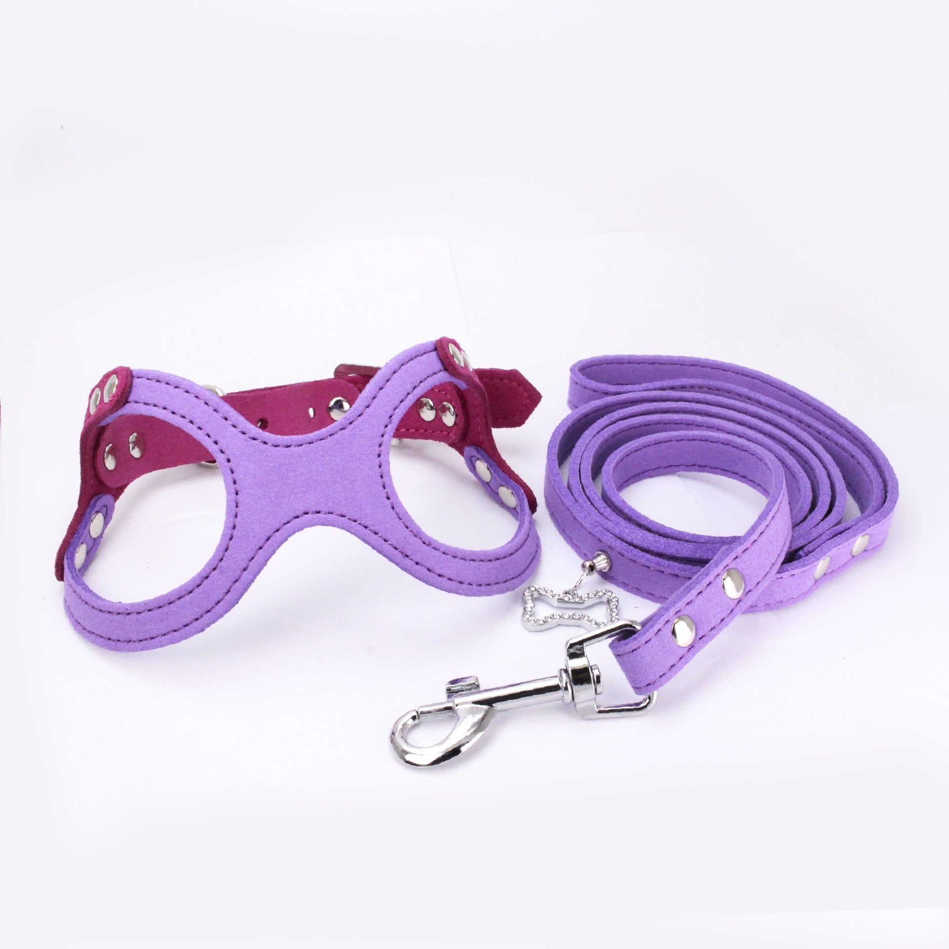 KFX-6471101 Spectacle Shaped Pet Chest Strap made of Korean Velvet with Zinc Alloy Hardware