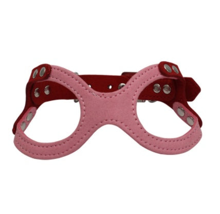KFX-6471101 Spectacle Shaped Pet Chest Strap made of Korean Velvet with Zinc Alloy Hardware