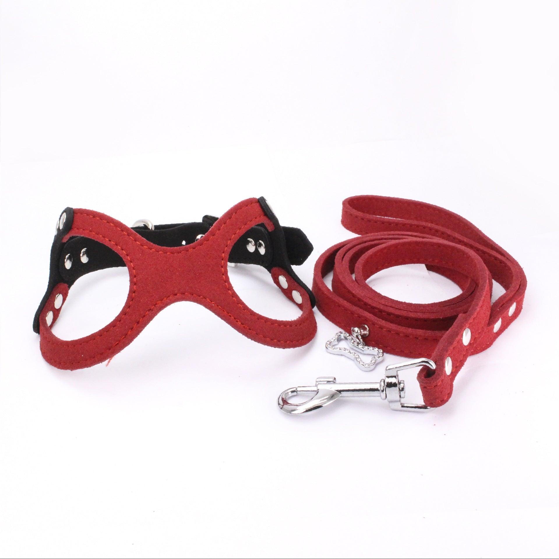 KFX-6471101 Spectacle Shaped Pet Chest Strap made of Korean Velvet with Zinc Alloy Hardware