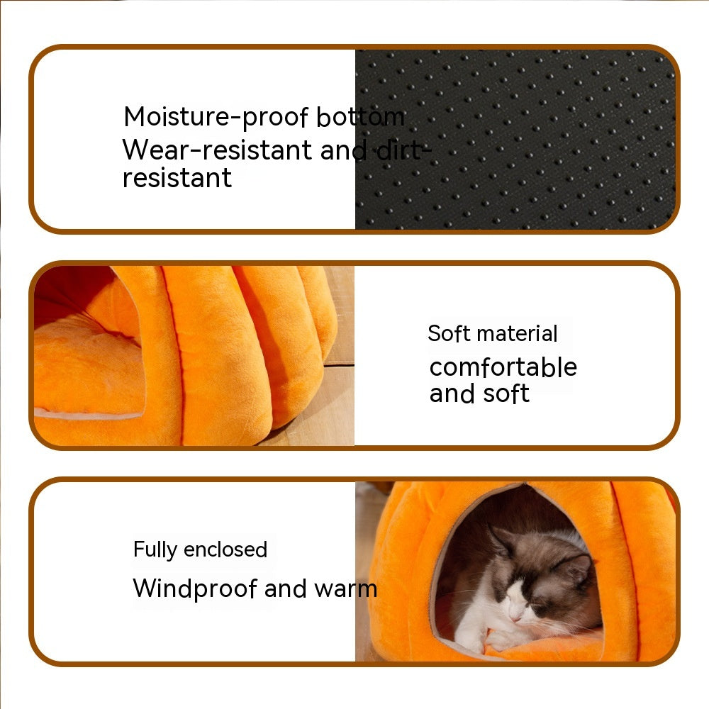KFX-6471869 Semi-Enclosed Nest for Dogs and Cats in Orange, Peacock Blue, and Dark Gray - Small and Large Sizes Available