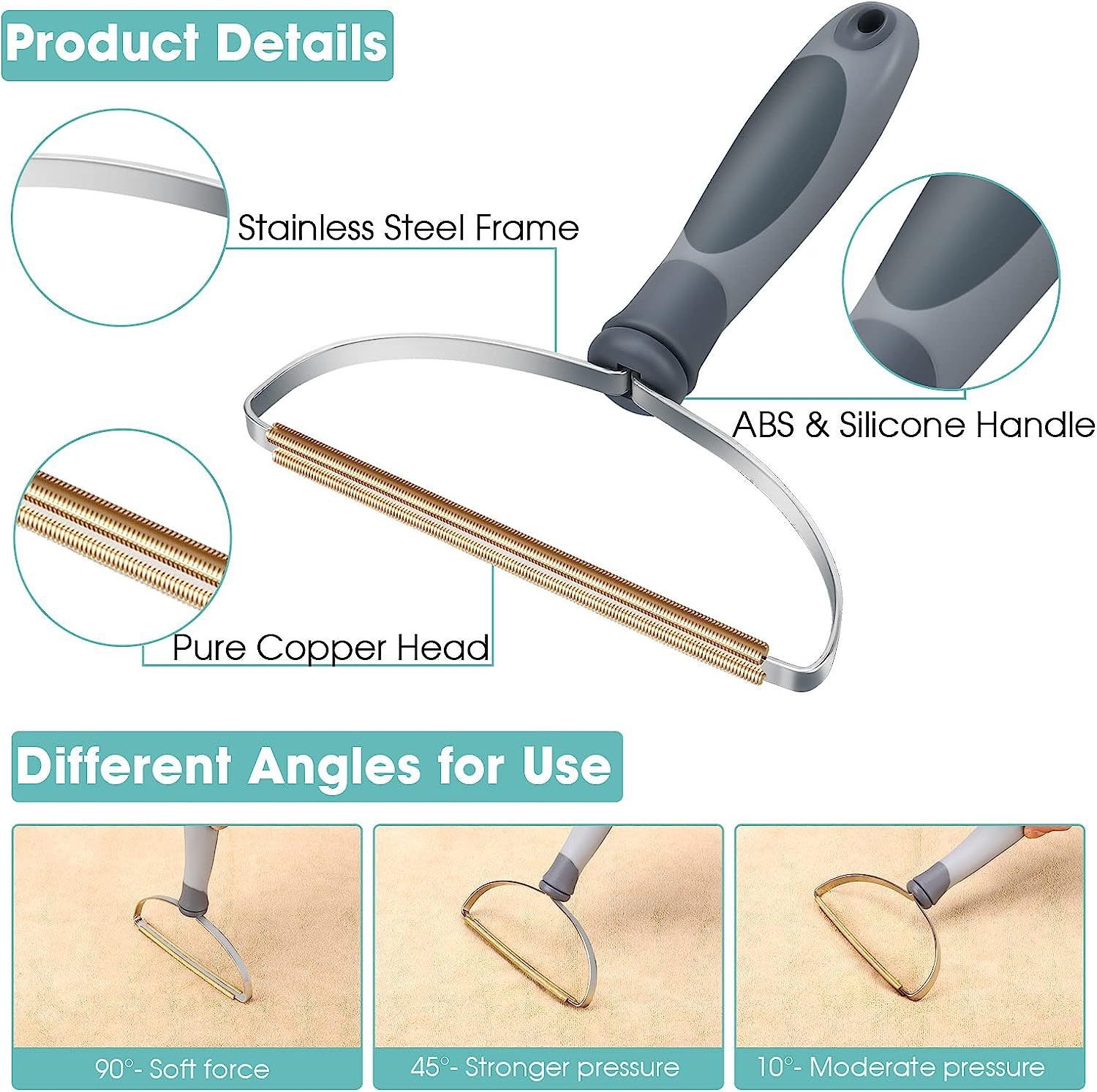 KFX-6473405 Portable Pet Hair Remover Tool for Effective Fur and Lint Removal on Furniture, Carpets, and Upholstery