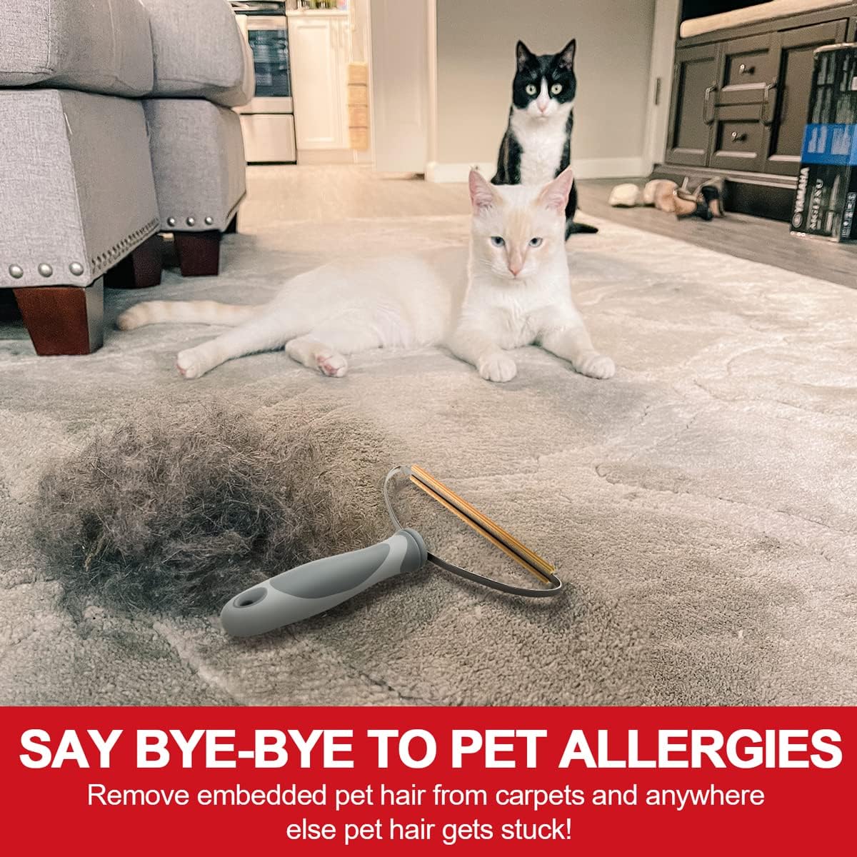KFX-6473405 Portable Pet Hair Remover Tool for Effective Fur and Lint Removal on Furniture, Carpets, and Upholstery