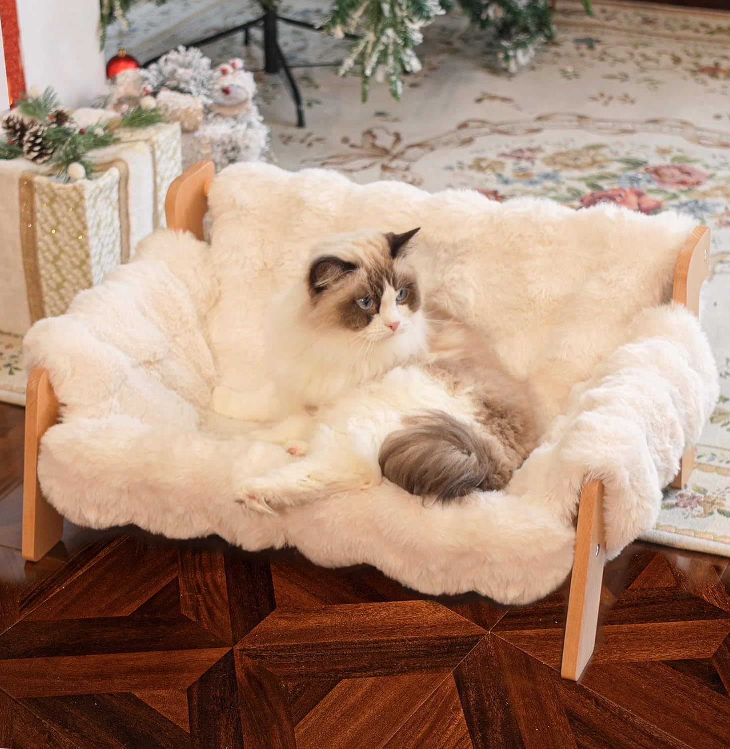 KFX-6475837 Wooden Cat Sofa with Removable Washable Cotton Cover for All-Season Comfort