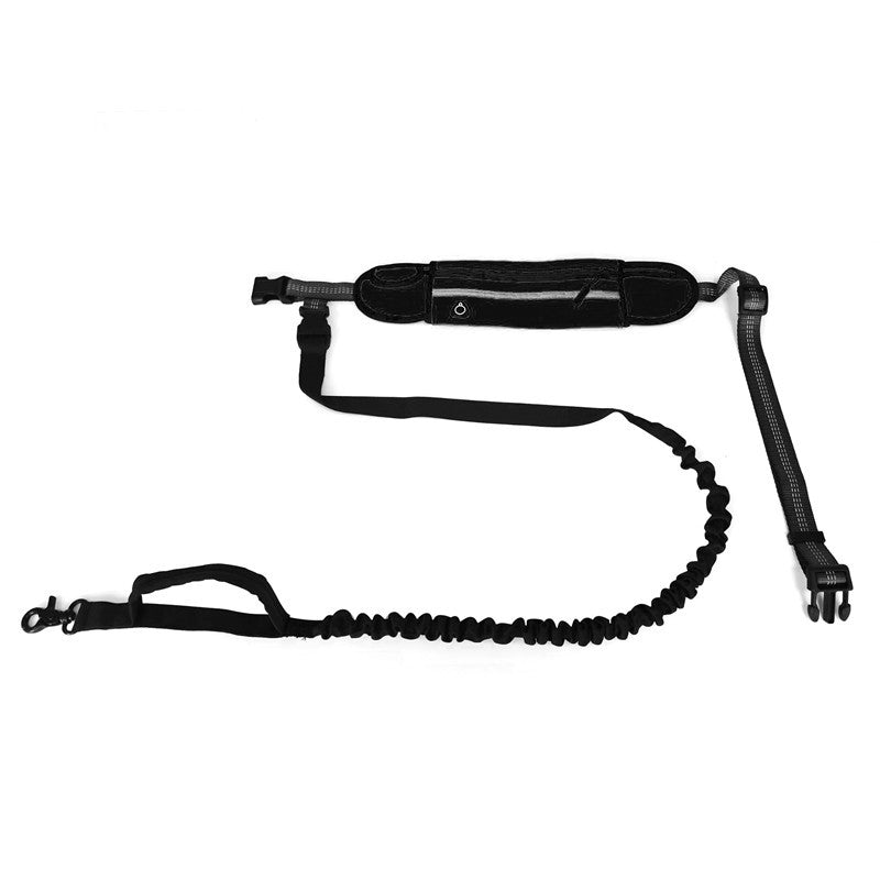 KFX-6477373 Nylon Outdoor Dog Walking Leash with Sports Belt Attachment - Black, 30x20x4cm