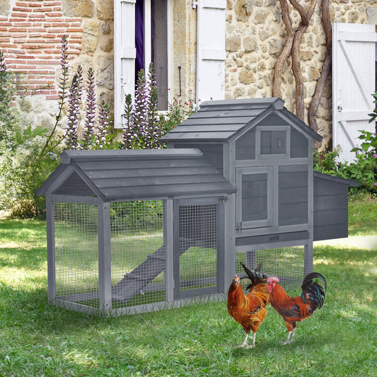 KFX-6481213 Compact 59" Elevated Chicken Coop with Nesting Box and Run, Suitable for Small Hens