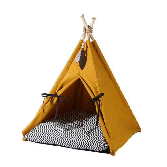 KFX-6482365 Sunset Yellow Cat Tent - Removable & Washable Semi-enclosed Bed for All Seasons