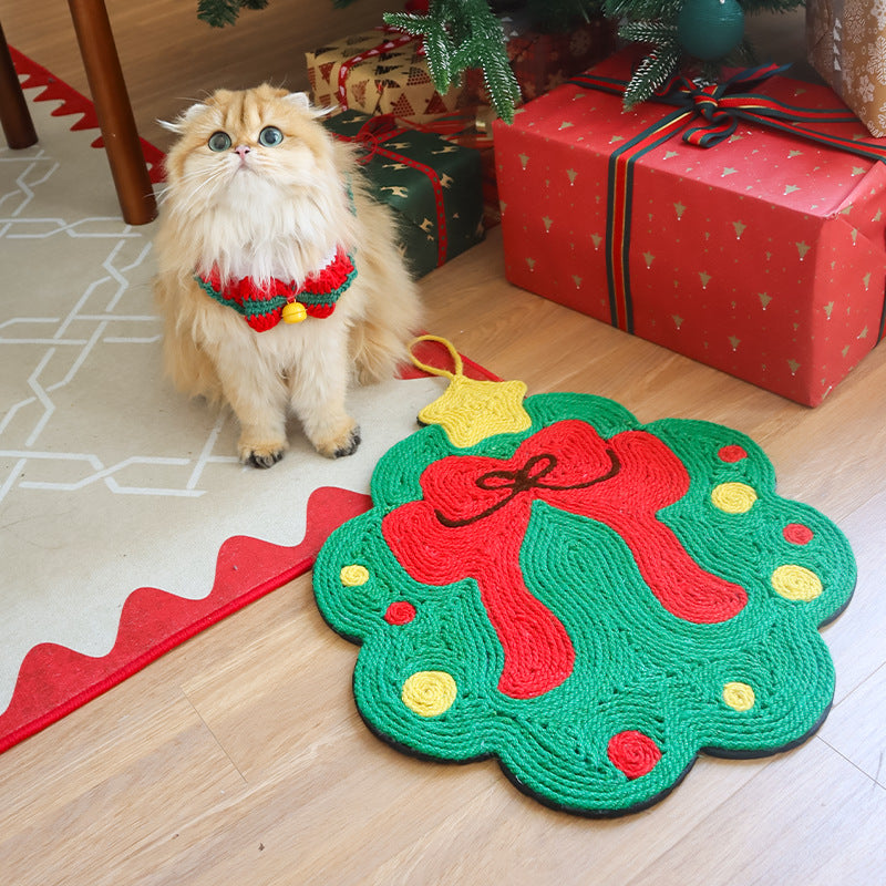 KFX-6483517 Christmas-Themed Sisal Mat Cat Scratch Board - Durable Hemp Rope Design