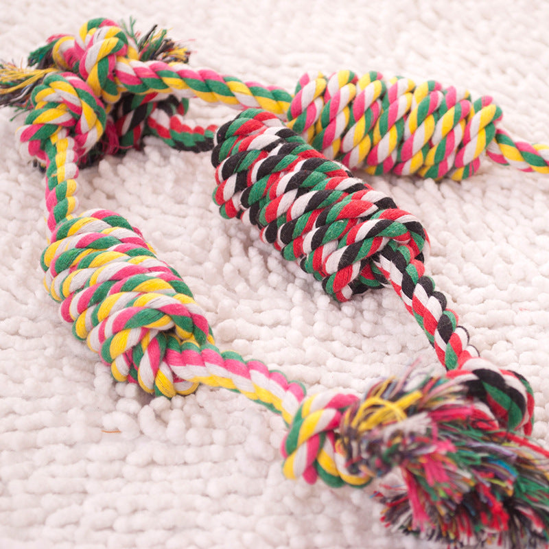 KFX-6484157 Colorful Cotton Rope Dog Chew Toy for Pet Dental Health