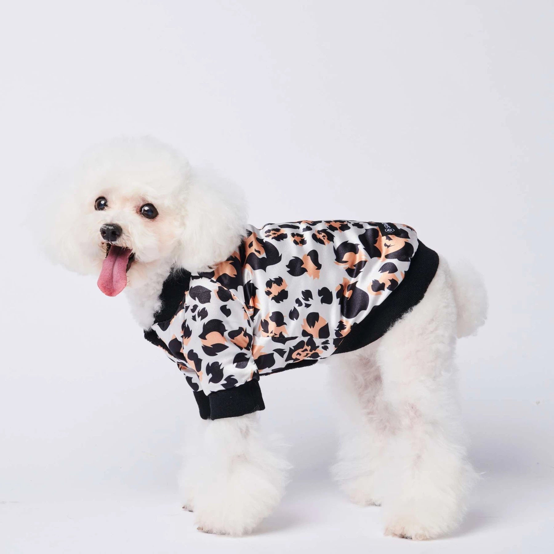 KFX-6485693 Leopard Print Cotton-Padded Dog Jacket for Autumn and Winter Warmth
