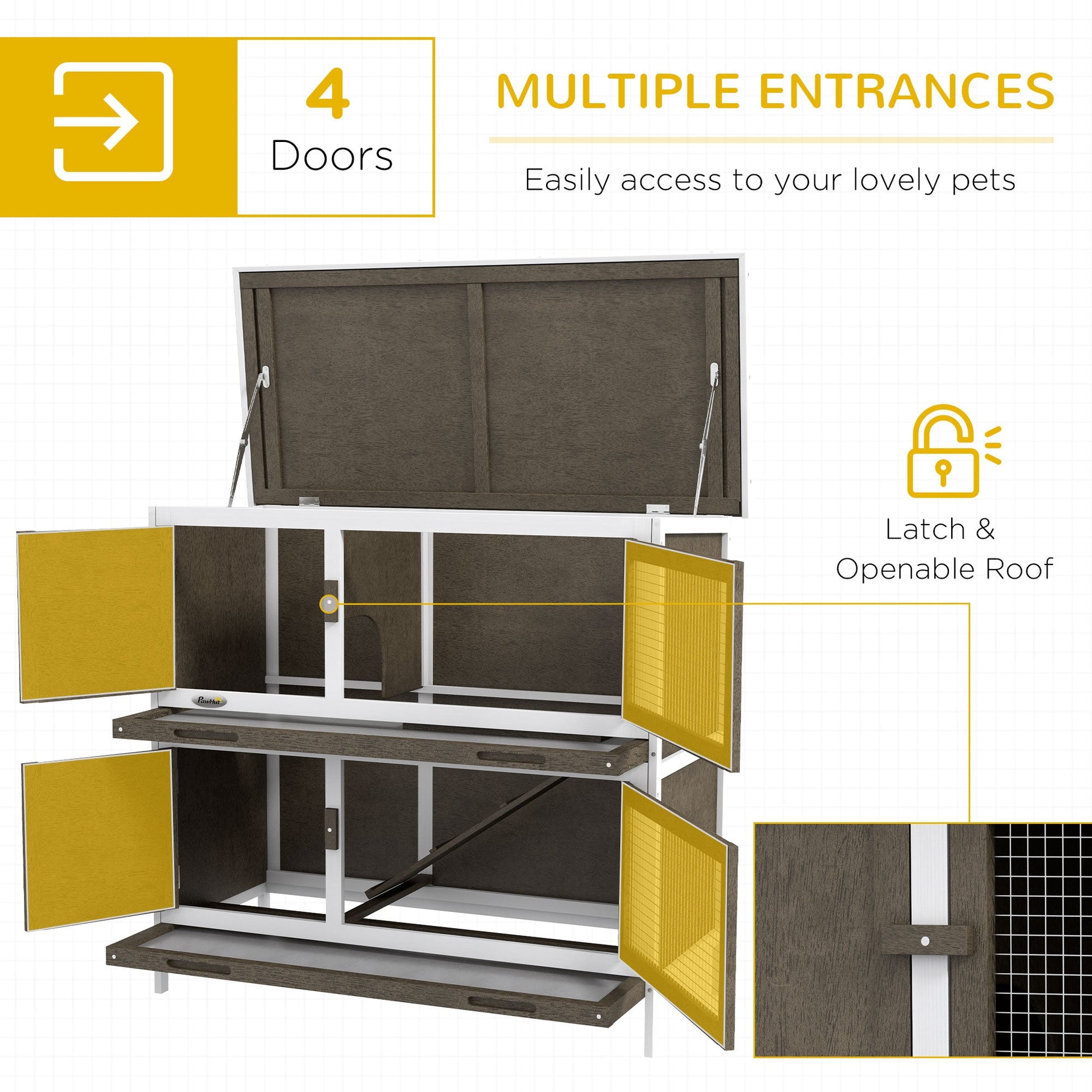 KFX-6486973 Dual-Level Rabbit Hutch with Waterproof Ramp and Outdoor Protection