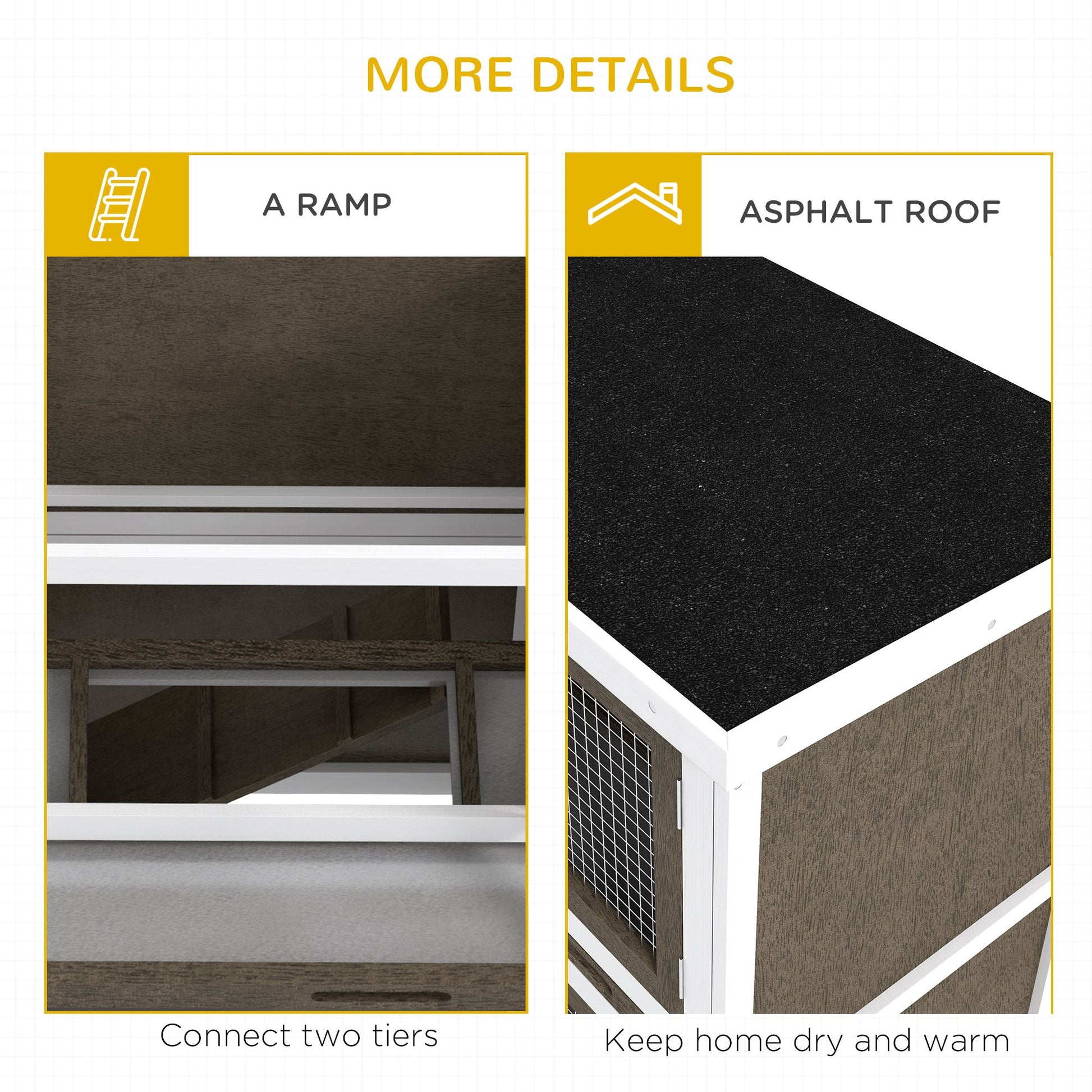 KFX-6486973 Dual-Level Rabbit Hutch with Waterproof Ramp and Outdoor Protection