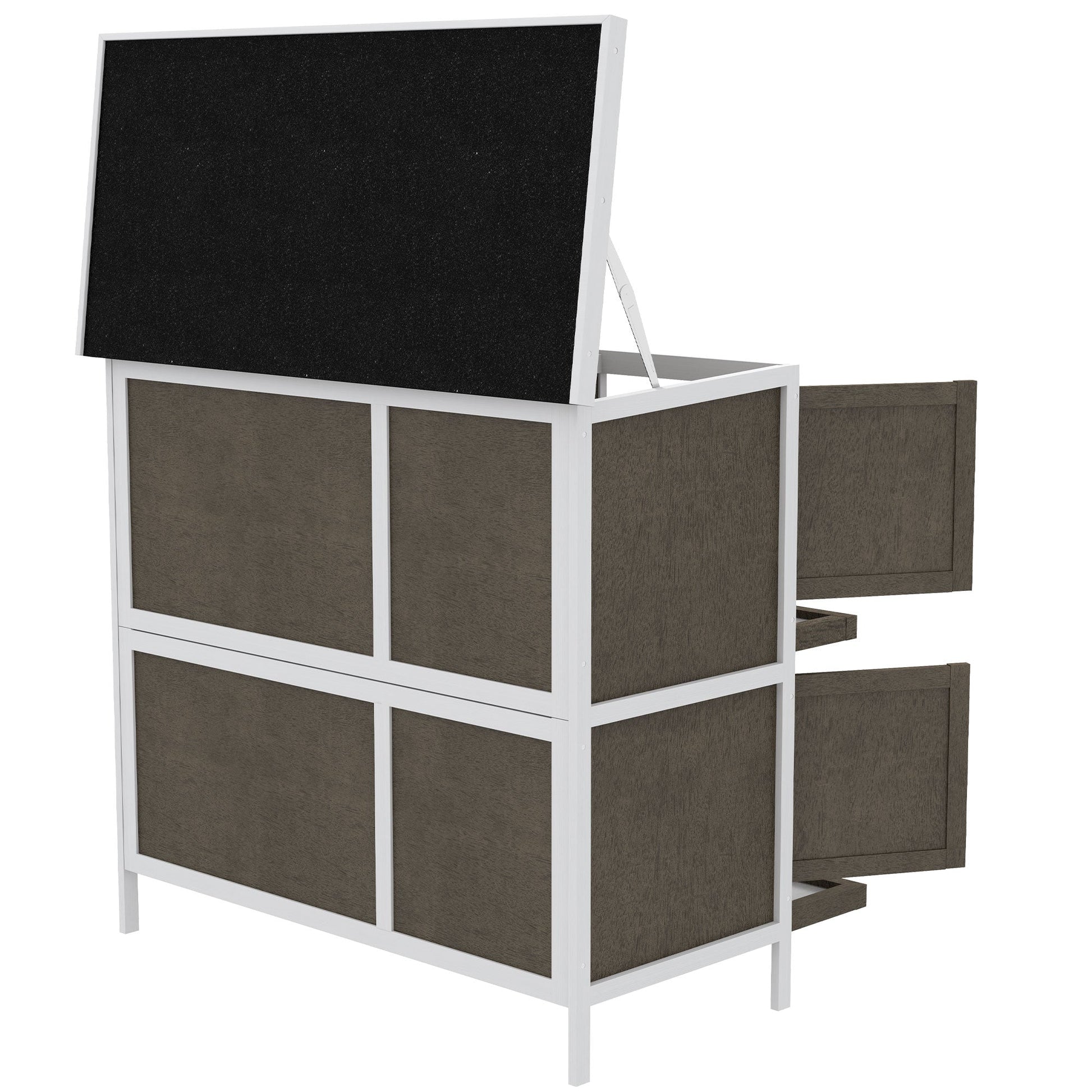 KFX-6486973 Dual-Level Rabbit Hutch with Waterproof Ramp and Outdoor Protection