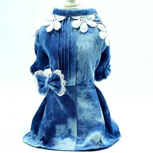 KFX-6490685 Stylish Thin Breathable Denim Pet Skirt for Female Pets