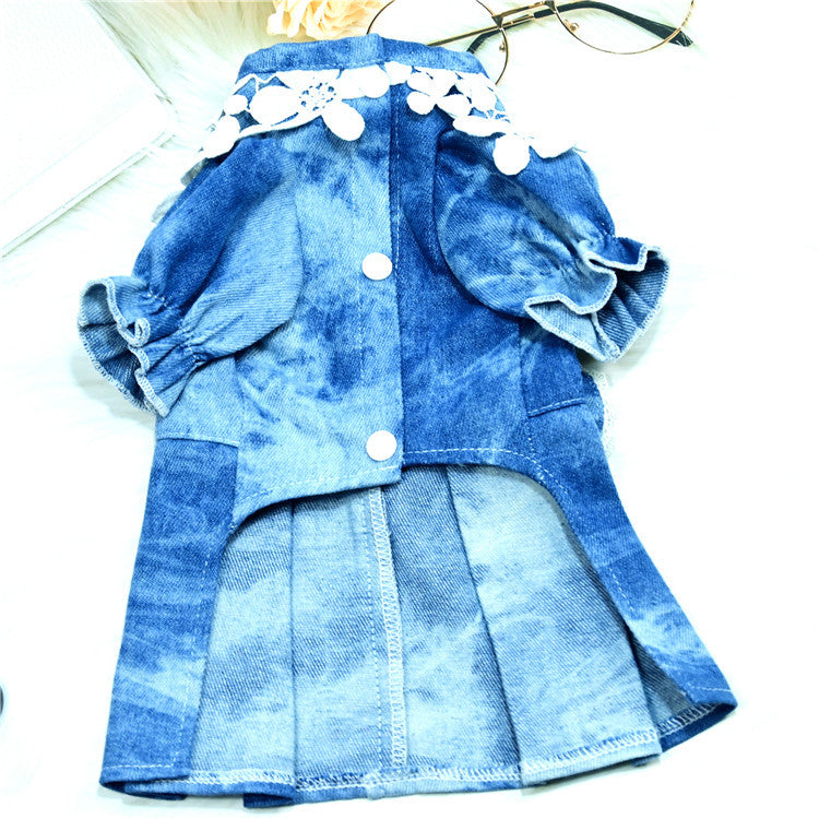 KFX-6490685 Stylish Thin Breathable Denim Pet Skirt for Female Pets