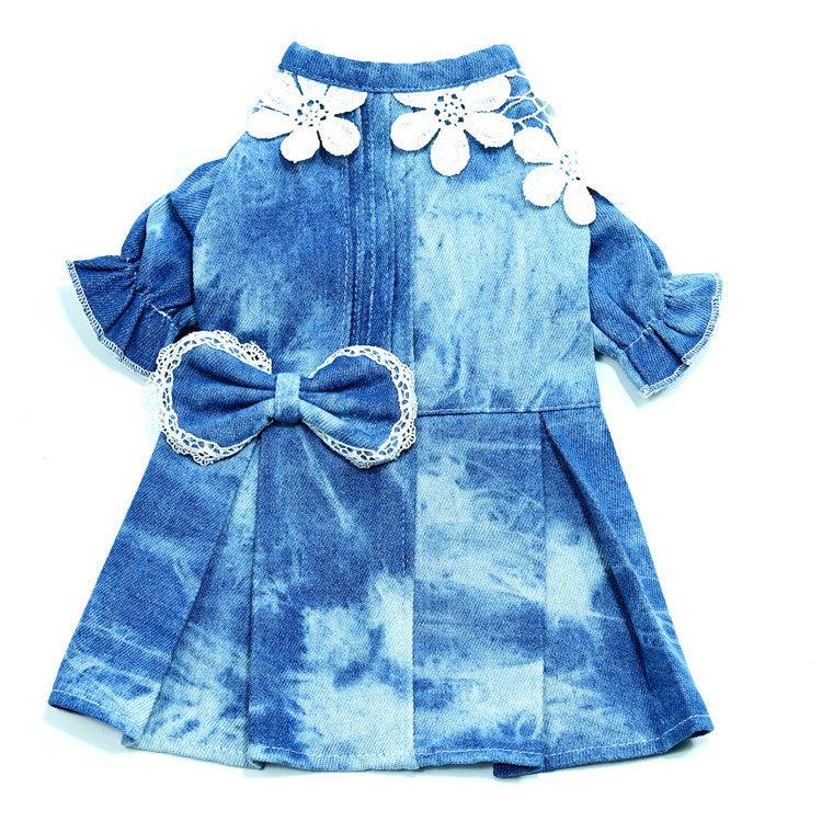 KFX-6490685 Stylish Thin Breathable Denim Pet Skirt for Female Pets