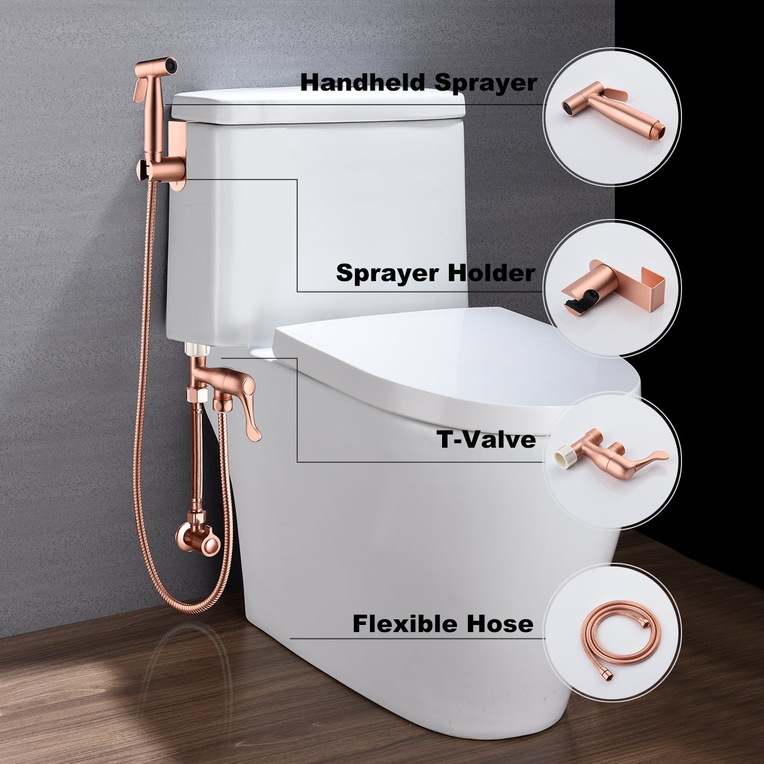 KFX-6490941 Handheld Bidet Sprayer Kit with Stainless Steel Hose for Cleaning and Pet Bathing