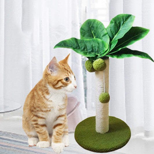 KFX-6492349 Emerald Green Cat Tree with Sisal Rope and Soft Fabric for Feline Play and Relaxation