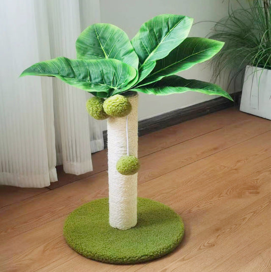 KFX-6492349 Emerald Green Cat Tree with Sisal Rope and Soft Fabric for Feline Play and Relaxation