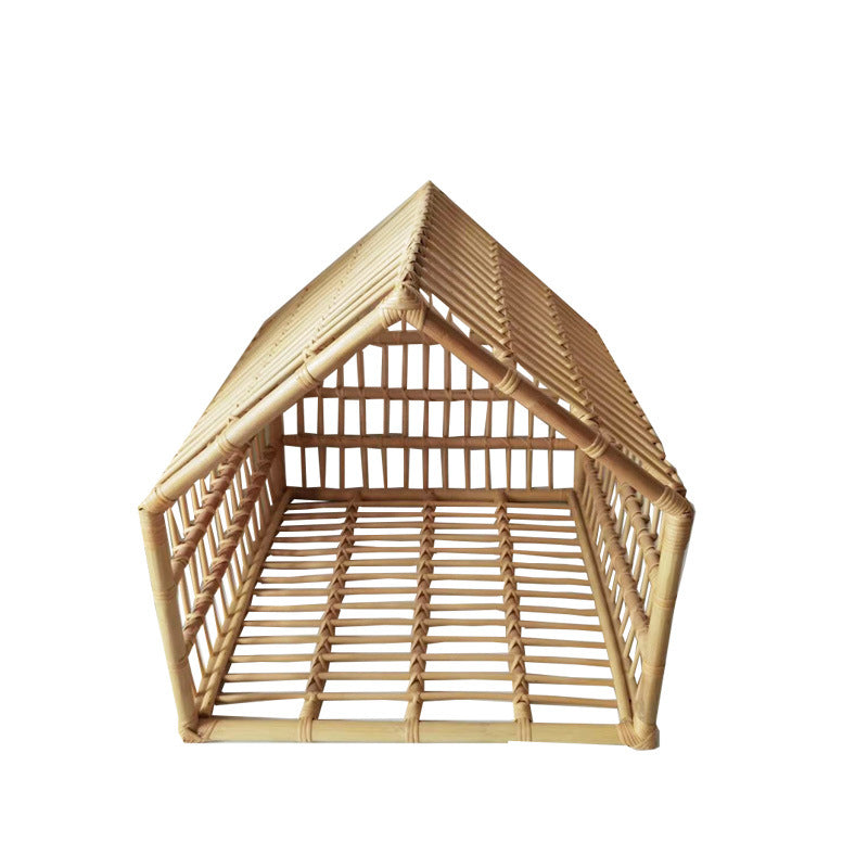 KFX-6492733 Cozy Rattan Cat and Small Dog Cave with Cotton Pad - 50cm Width