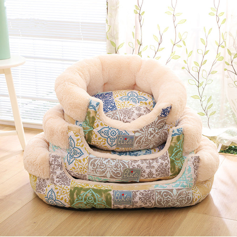 KFX-6493117 Cozy Removable Cotton Pet Nest with Detachable Dog Mat - Washable and Breathable Design
