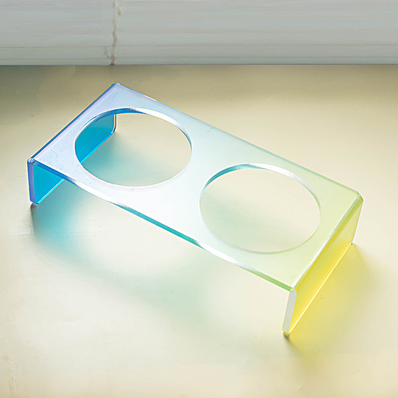 KFX-6495037 Acrylic Cat and Dog Bowl Rack with Anti-Tumble Design - Various Colors Available