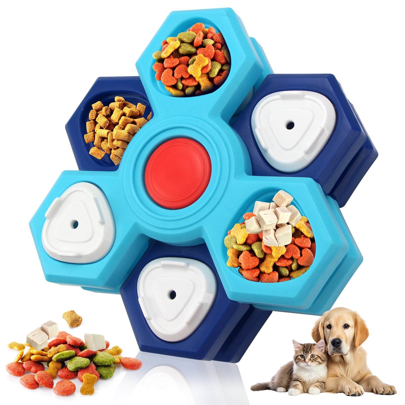 KFX-6496317 Interactive Dog Puzzle Toy - Treat Dispensing Slow Feeder for Pet Enrichment and IQ Training - Suitable for Small and Large Dogs