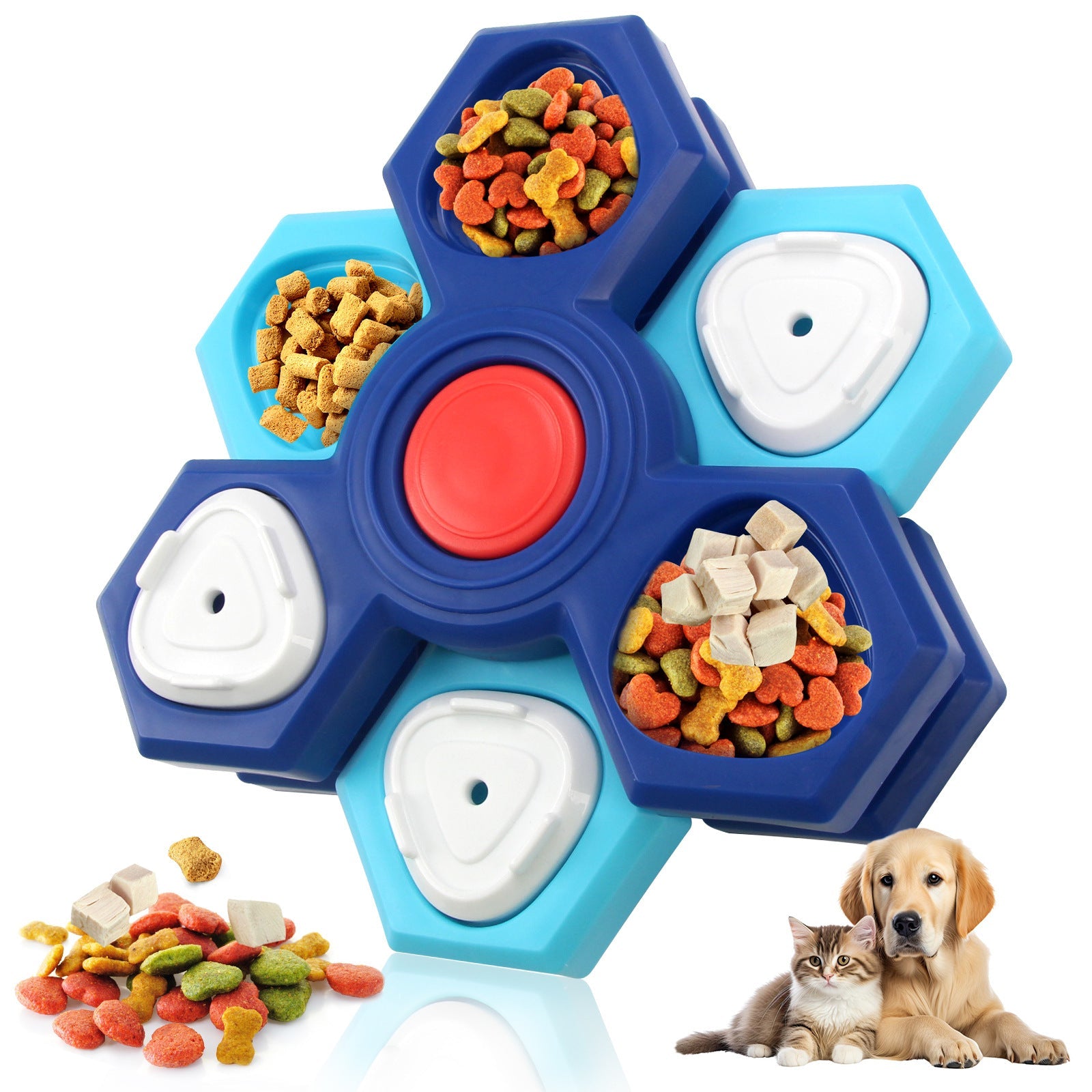 KFX-6496317 Interactive Dog Puzzle Toy - Treat Dispensing Slow Feeder for Pet Enrichment and IQ Training - Suitable for Small and Large Dogs