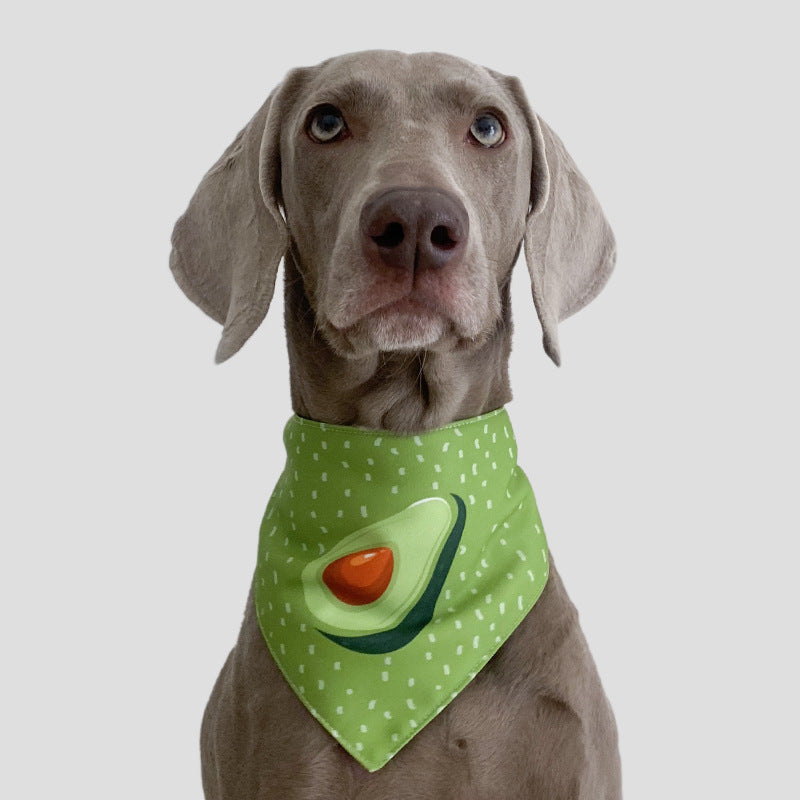 KFX-6496445 Refreshing Avocado Triangle Scarf for Dogs and Cats - Universal Fit, Four Seasons, Waterproof Polyester